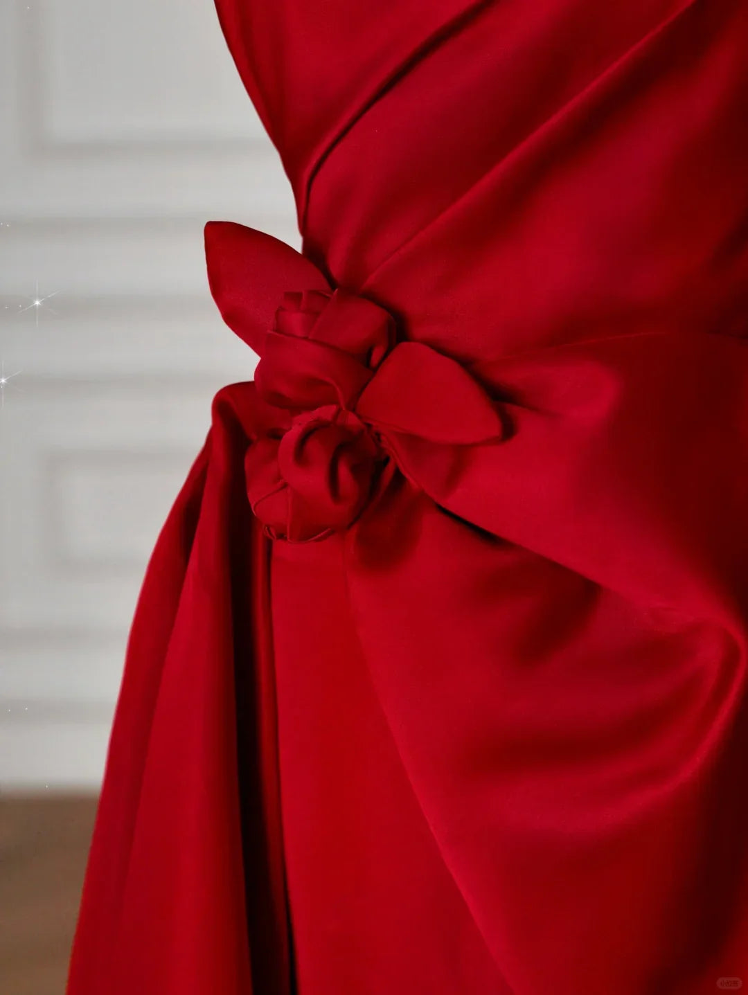 Elegant Red Satin Strapless Prom Dress A Line Formal Evening Dress Y8624