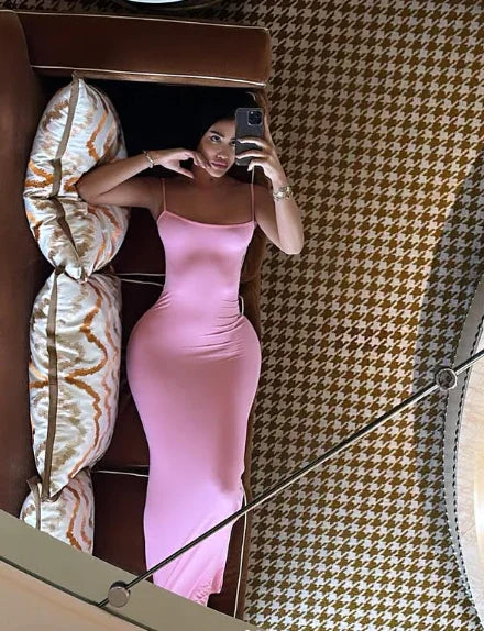 Light Skims Pink Bodycon Dress,Sexy Light Pink Evening Dress,Light Pink Maxi Dress Y4094