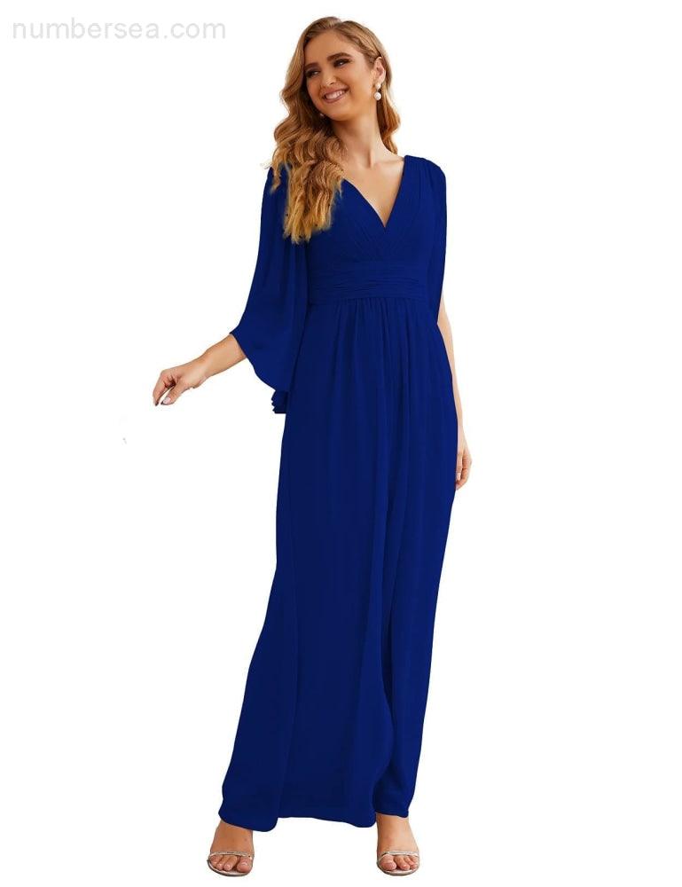 Chiffon Bridesmaid Dresses with Split for Women Wedding Long Party Prom Gown Flutter Sleeve SEA28045