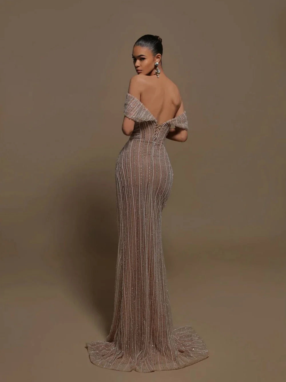Sexy High Split Prom Dress Luxury Corset Mermaid Evening Dresses Vintage Beads Sequins Customized Gown Vestidos De Gala