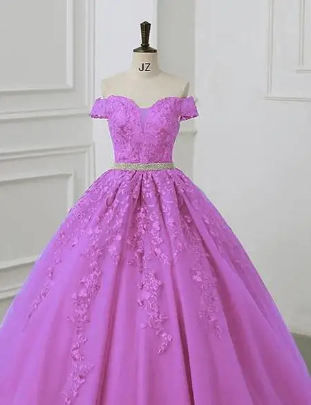 Vestidos  Quinceañera Off The Shoulder Quinceanera Dresses Diamond Belt Ball Gown Party Prom Dresses For Quinceanera Customized