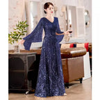 2025 Gold Sequin Mother Of The Bridal Dresses Elegant V-Neck A-Line Floor-Length Long Wedding Party Gowns Customized
