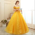 Luxury Gold Lace Quinceanera Party Dress Ball Gown 12 Colors
