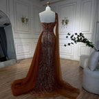 Luxury Green One Shoulder Mermaid Evening Dress with Cape LA72472