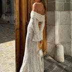 Suninheart White Evening Dresses for Events Red Long Sleeve Lace Elegant Party Dresses 2025 Women Luxury Wedding Prom Dress Gown