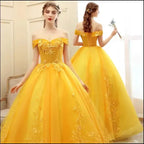 Luxury Gold Lace Quinceanera Party Dress Ball Gown 12 Colors