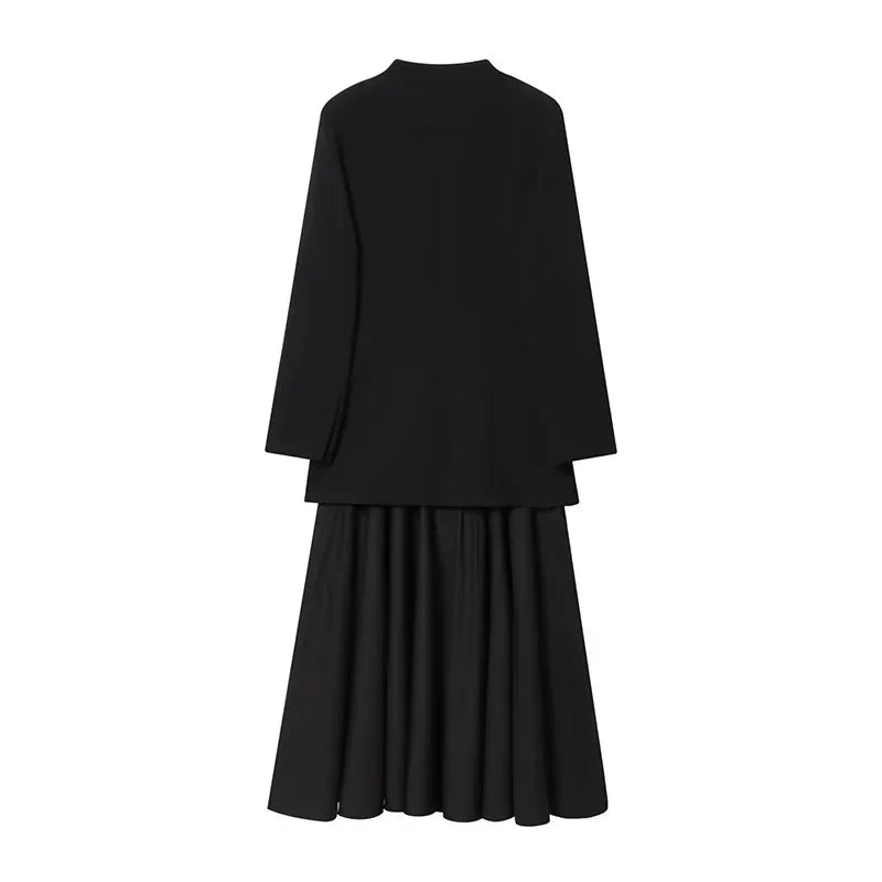2025 New Women Fashion Dress Splicing Blazer Long Dresses Long Sleeve Office Chic Dresses For Women Spring Autumn Dress