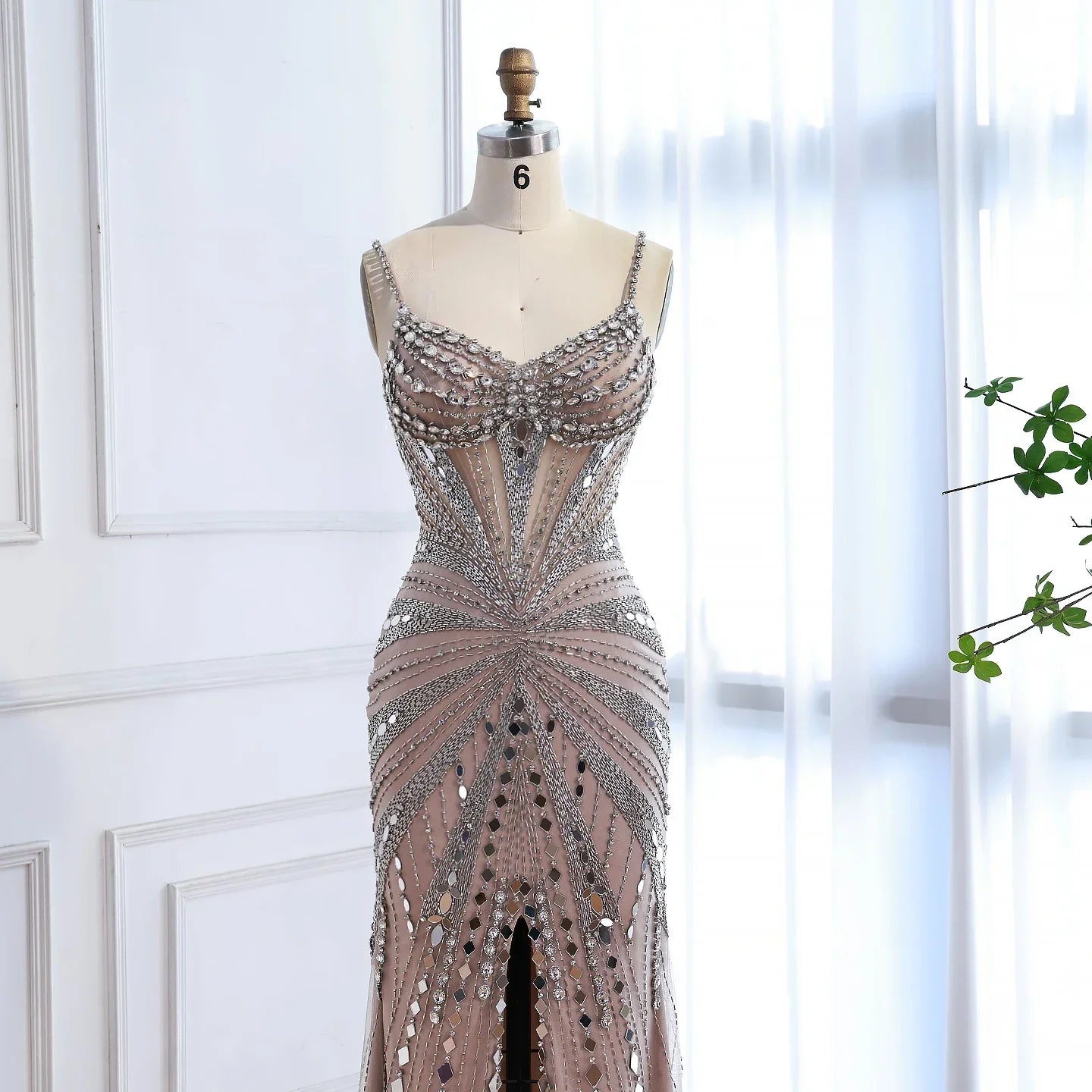 Luxury Nude Corset Beaded Mermaid Prom Dress LA72803A