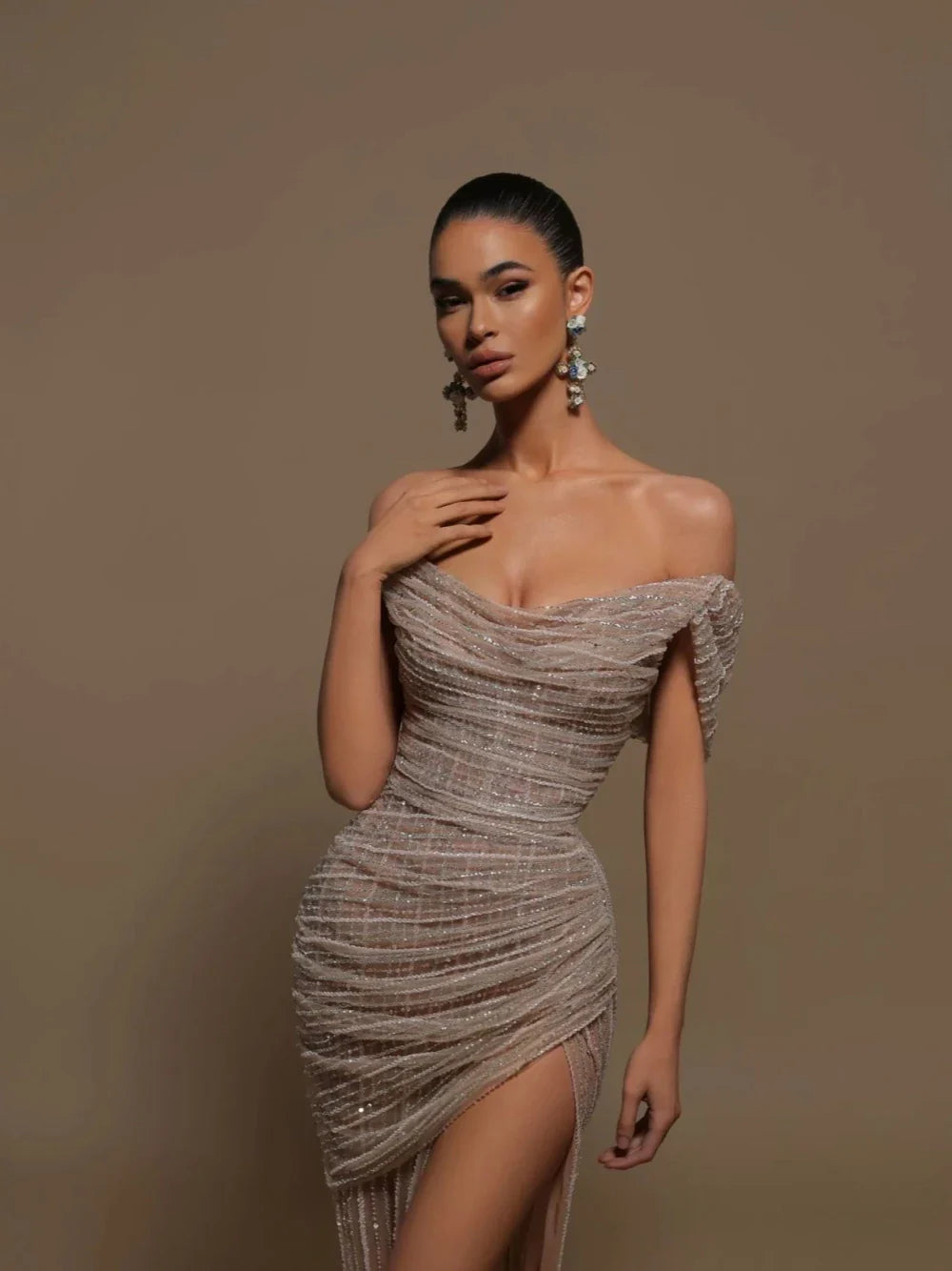 Sexy High Split Prom Dress Luxury Corset Mermaid Evening Dresses Vintage Beads Sequins Customized Gown Vestidos De Gala