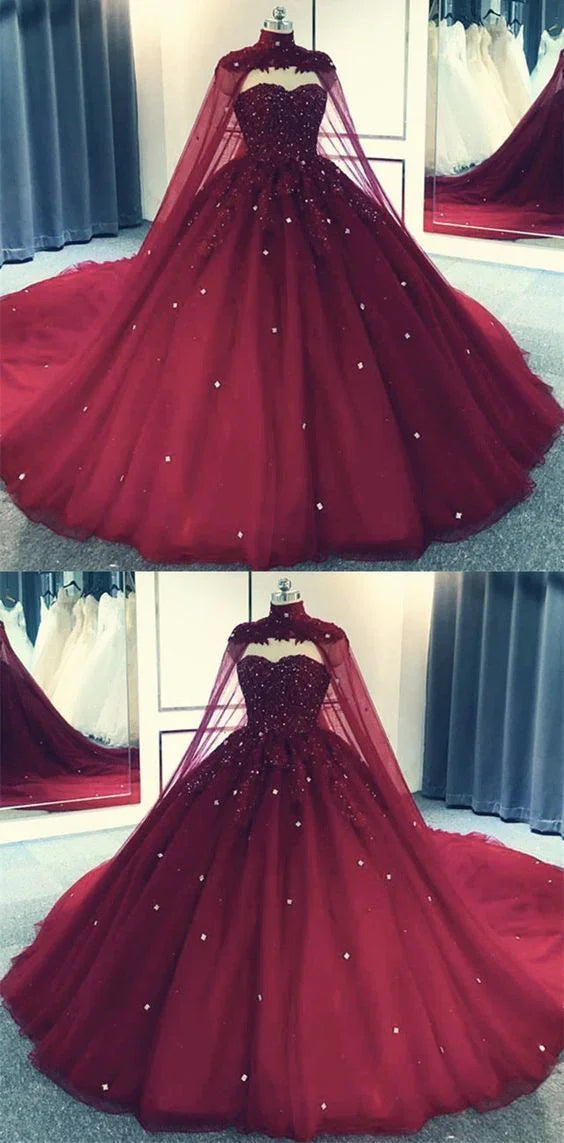 Tulle Ball Gown Prom Dress With Cape S8254