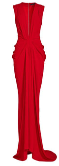 Red Prom Dress Pleated Evening Dress Fashion Prom Dress S8823
