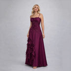 Msikoods Vintage Evening Dress 2026 Lace Appliques Beading Luxury Prom Dress Boho Ruched Pleats Party Gown Customized