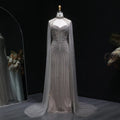 Sharon Said Luxury Crystal Sage Green Evening Dress with Cape Sleeves Long Pink for Women Wedding Party Gowns SS156 Customized