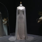 Sharon Said Luxury Crystal Sage Green Evening Dress with Cape Sleeves Long Pink for Women Wedding Party Gowns SS156 Customized