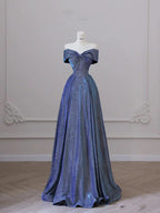 Glitter Off the Shoulder Long Prom Dresses Off Shoulder Long Formal Evening Dresses Y4365