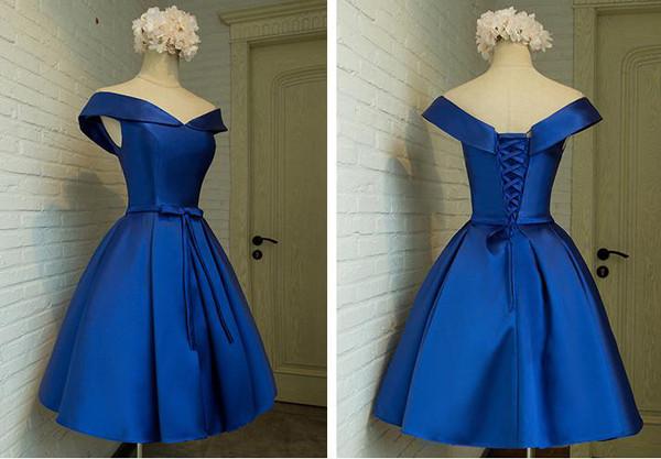 Simple A-line Off Shoulder Satin Sleeveless Homecoming Dresses Party Dress