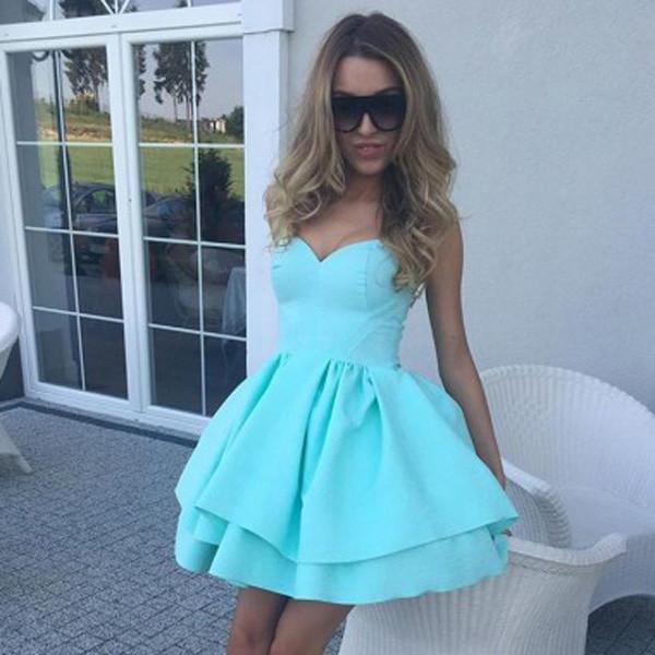 Simple Pink Sleeveless Ruffles A-line Sweetheart Homecoming Dresses