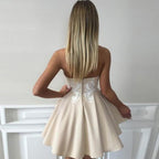 Sweetheart Strapless Appliques Mid Back Homecoming Dress,Party Dress