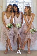 Royal Blue Lace V Neck Spaghetti Straps Bridesmaid Dress, Homecoming Dress