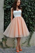 Pink Tulle Knee Length Homecoming Dress, Sweet 16 Dresses For Teens