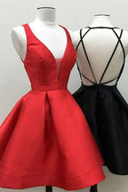 Black Red Little Homecoming Dress, Cheap Short Prom Dresses, Party Dress