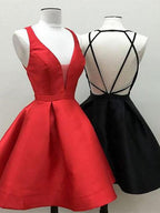 Black Red Little Homecoming Dress, Cheap Short Prom Dresses, Party Dress