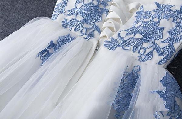 Blue Tulle A-line Strapless Short Prom Dress, Cheap Homecoming Dress