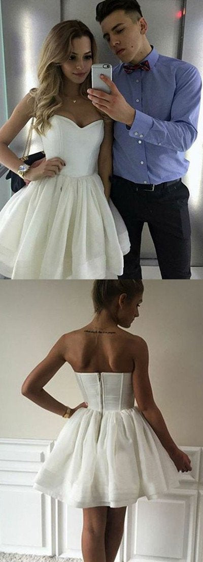 White Sweetheart Short Prom Dress, Homecoming Dresses Party Dress