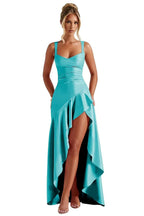 Satin Ruffles Prom Dresses for Teens Hi-Low Aline Cocktail Dresses for Women QA204