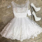 Charming Beaded Sheer Tulle Lace Appliques Homecoming Dresses Graduation Dress