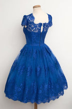 Luxurious Royal Blue Scalloped-Edge Ball Knee-Length Homecoming Dress