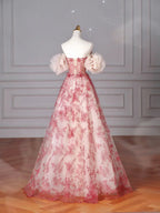 Pretty Tulle Beaded Red A Line Off The Shoulder Prom Dress Evening Dress Formal Birthday Ball Gown Y8621