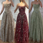 Luxury Sage Green Beaded A-Line Spaghetti Strap Evening Dress LA72805