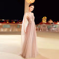 Sharon Said Ombre Pink Elegant Evening Dress with Cape Sleeve Criss Cross Halter Backless Women's Party Gowns SS309 Customized