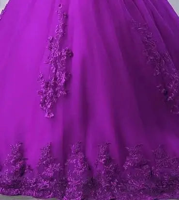 Off Shoulder Purple Quinceanera Dresses Sweet Flower Party Dress Luxury Appliques Ball Gown Real Photo Prom Dress Boho Vestidos