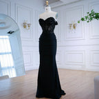 Classy Black Off-Shoulder Lace Prom Dress LA72999