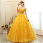 Luxury Gold Lace Quinceanera Party Dress Ball Gown 12 Colors