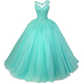 Customized Women's Beaded Lace Appliques Prom Dress Long Ball Gown Quinceanera Dresses Tulle Formal Sweet 16 Dress for Teens