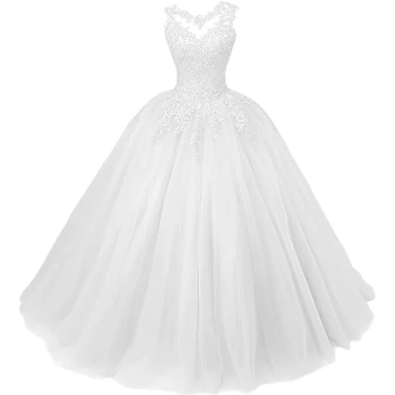 Customized Women's Beaded Lace Appliques Prom Dress Long Ball Gown Quinceanera Dresses Tulle Formal Sweet 16 Dress for Teens