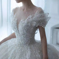 2025 Princess Sexy Luxury Crystal Beaded Wedding Dress Puff Tulle White Gown Bride Pregnant Women's High-end Gown with Trailing