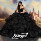 Black Sweetheart Layer Prom Dress Customize Quinceanera Dress Tulle Off-Shoulder Dress Coming of Age Ceremony Dress
