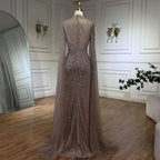 Luxury Nude Mermaid Evening Dress with Cape Sleeves LA71885A