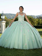 Ethereal Mint Green Sweetheart Quinceañera Dress Delicate Pastel Floral Applique Glimmering Ballgown Vestidos De 15 Quinceañera