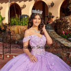 Skallean Tiered Quinceanera Dresses Princess Sweet 16 Years Girl Birthday Party Beads Lace Appliques Vestidos 15 De Quinceañera