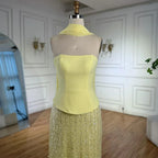 Luxury Yellow Chiffon Mermaid Evening Dress with Cape LA73007