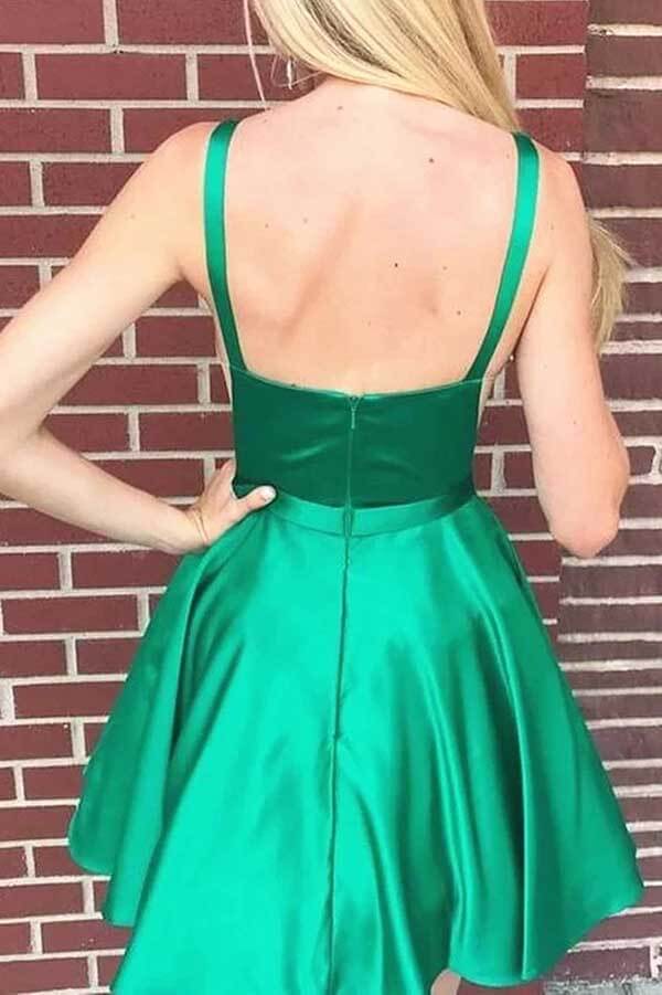 Simple Green A-line Homecoming Dresses, Junior Homecoming Dress