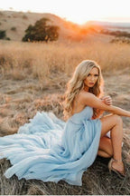 Sky Blue Flowy Prom Dresses Evening Party Gown SYP38