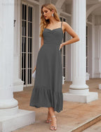 Spaghetti Strap Chiffon Bridesmaid Dress Ankle Length Formal A Line Cocktail Party Homecoming Dress for Juniors  SEA28028