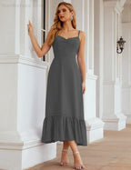 Spaghetti Strap Chiffon Bridesmaid Dress Ankle Length Formal A Line Cocktail Party Homecoming Dress for Juniors  SEA28028