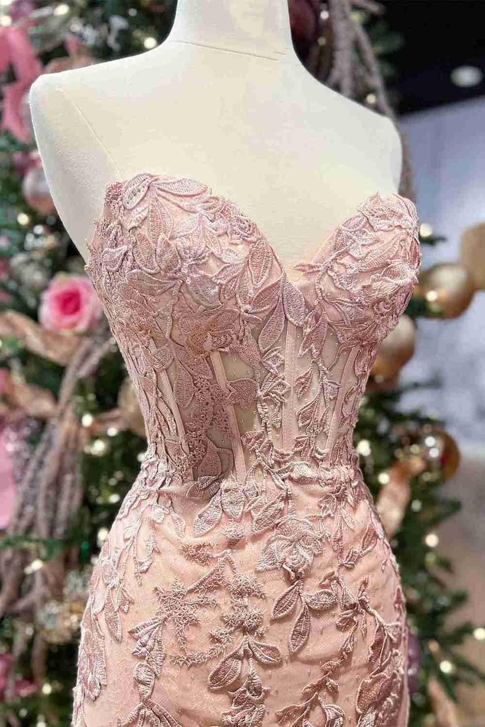 Corset Lace Long Prom Dress With Slit SYP116